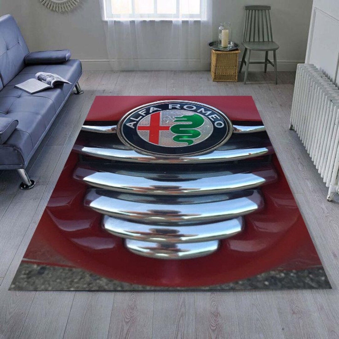 Alfa Romeo Rug, Man Cave Rug, New Year's Gift, Modern Rug, Designer Rug