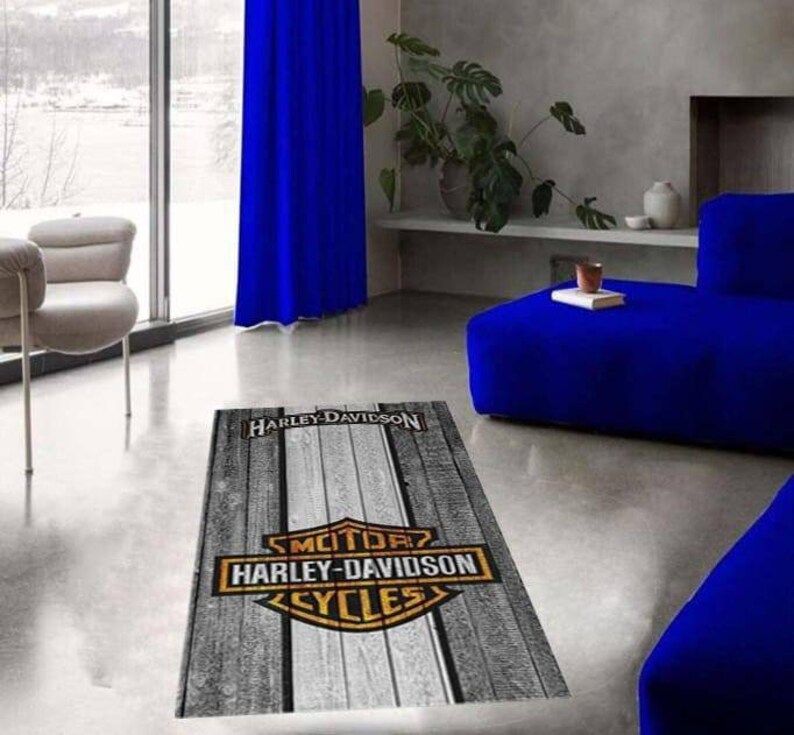 Harley Davidson Rug Man Cave Rug İnterior Design Modern Etsy