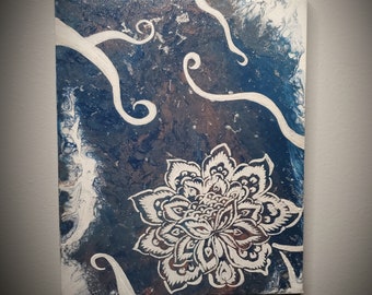 Pintura de flores acrílicas vertidas