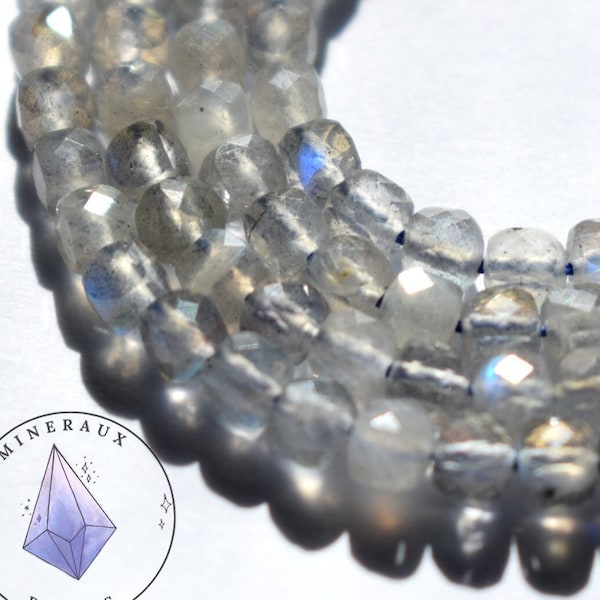 4mm perles Labradorite Naturelle AAA cubiques facettées flashs bleus, Arc-en-Ciel Pierres Précieuses En Vrac