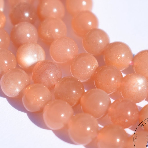 Perles Pierre de Lune Rose Pêche 6mm AAA top qualité perles rondes naturelles brillantes, Perles DIY gemme