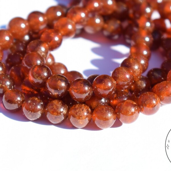 Spessatine orange garnet beads 6mm AA Brazil natural smooth round, DIY gem beads