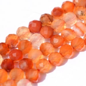 Carnelian beads 4mm round natural faceted