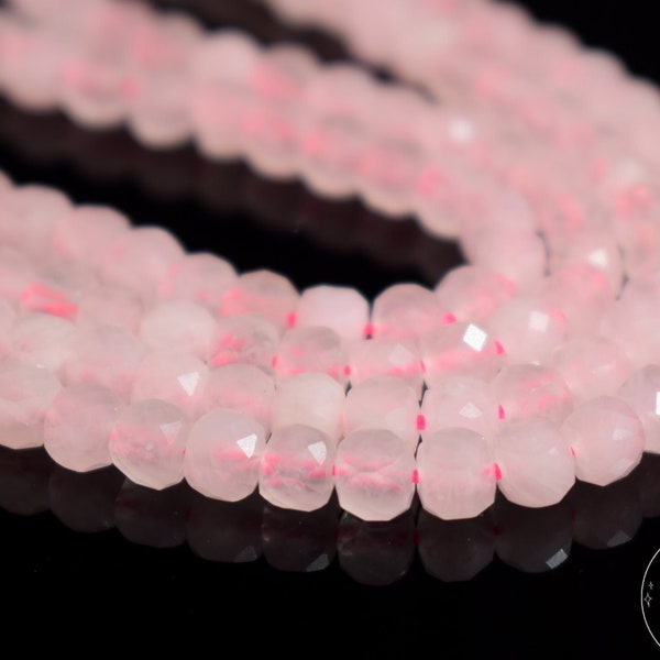 4mm Quartz Rose Naturel AA Perles cubiques facettées - Petit Cube Pierres Précieuses En Vrac Bracelet Bijoux