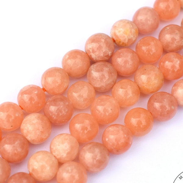 Calcite Orange Pèche 6mm perles rondes lisses grade A