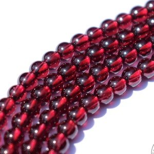 Perles Grenat rouge Almandin 4mm rondes lisses AAA du Mozambique naturelles non traitées