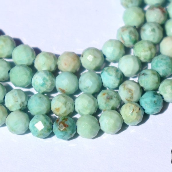 Perles de Turquoise du Pérou 4mm AA rondes facettées naturelles