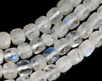 20 Perles Pierre De Lune Blanche Arc-en-ciel - 3-4mm - Pour Création Bijoux - Neuf
