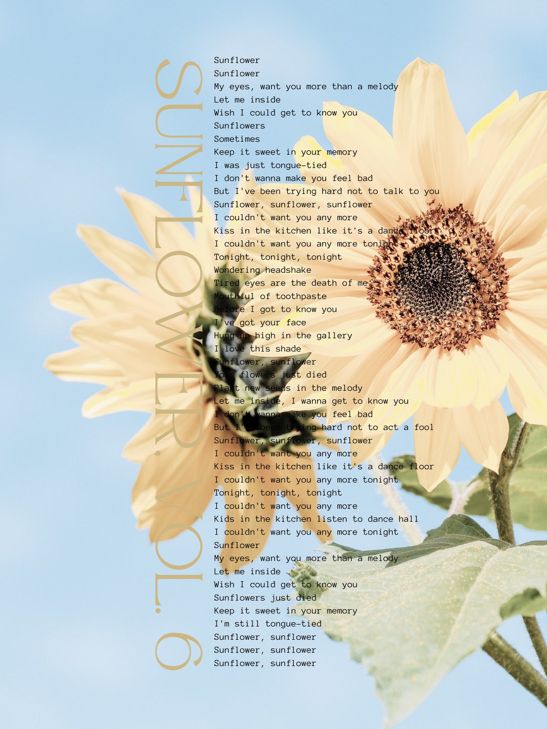 Alpaca sunflower my sunshine lyrics poster canvas