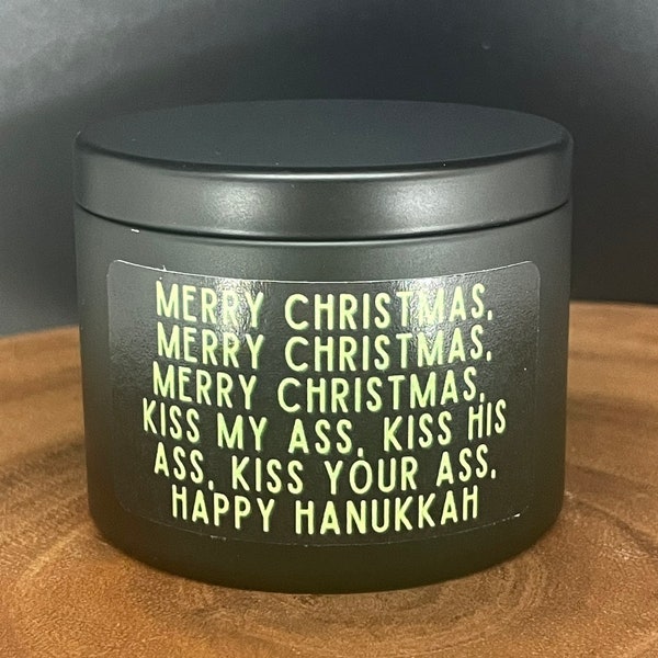 Merry Christmas Kiss my… 4oz. Organic Soy Candle Ray of Pitch Black Christmas Vacation Stocking Stuffer Gift