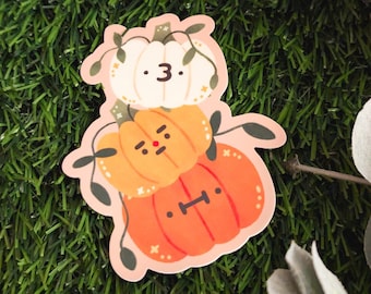 Pumpkins Matte Vinyl Sticker | Kawaii Fall Waterproof Illustrated Sticker (3 in)