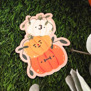 Pumpkins Matte Vinyl Sticker | Kawaii Fall Waterproof Illustrated Sticker (3 in)