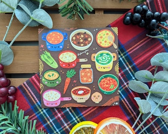 Suppe Kunstdruck | Kawaii Cozy Food Illustration (10 x 10 cm)