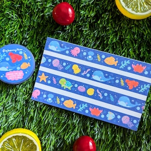 Under the Sea Washi Tape | 15mm x 10m | Decorative Tape - Kawaii Cute - Bullet Journal Planner - Stationery - Cute Bujo - Ocean Washi Tape