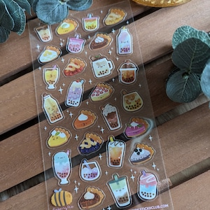 Boba & Pie Vinyl-Aufkleber | Planner Sticker mit Kawaii Süßigkeiten illustriert ( 9,5 x 18 cm)