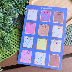 Feuille d'autocollants Popart | Gâteaux kitsch - Autocollants mignons de nourriture - Autocollants kawaii - Autocollants des années 90 - Autocollants Bujo mignons - Autocollants rétro de malbouffe
