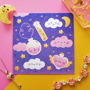 Zaubertränke Kunstdruck | Magisches Mädchen - Süßer Art Print - Kawaii Art Print - Illustrierter Kunstdruck - Ästhetischer Art Print - Vaporwave