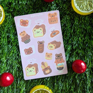 Bear Bakery Sticker Sheet | 3.5in x 5in | Sweet Dessert Stickers - Cute Bujo Stickers - Planner Stickers - Kawaii Sticker Sheet