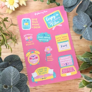 UnProduktives Sticker Blatt | Kawaii Aufkleber - Niedliches Briefpapier - Niedliche Aufkleber für Selbstfürsorge - Niedliche Bujo Aufkleber - Meditation - Entspannen
