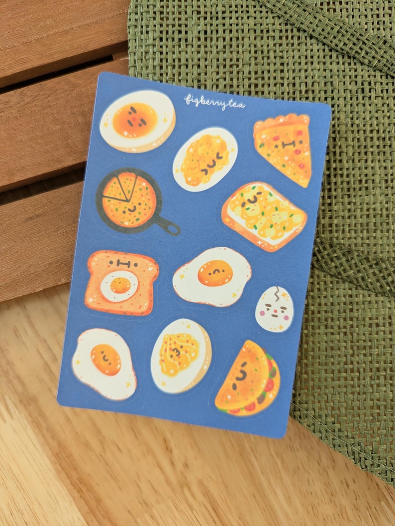Quiche Sticker Egg Sticker Sheet | Kawaii Food Illustrated Planner Stickers (3.5x5 In ...