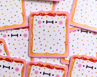 Kawaii Poptart Matte Vinyl Sticker | Kawaii 90s Food Waterproof Illustrated Sticker (3 in)
