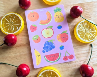 Fruit Sticker Sheet | Kawaii Food Illustrated Planner Stickers (3.5x5 in)