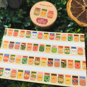 Jars Washi Tape | 15mm x 10m | Decorative Tape - Kawaii Cute - Bullet Journal Planner - Stationery - Cute Bujo - Daily Life