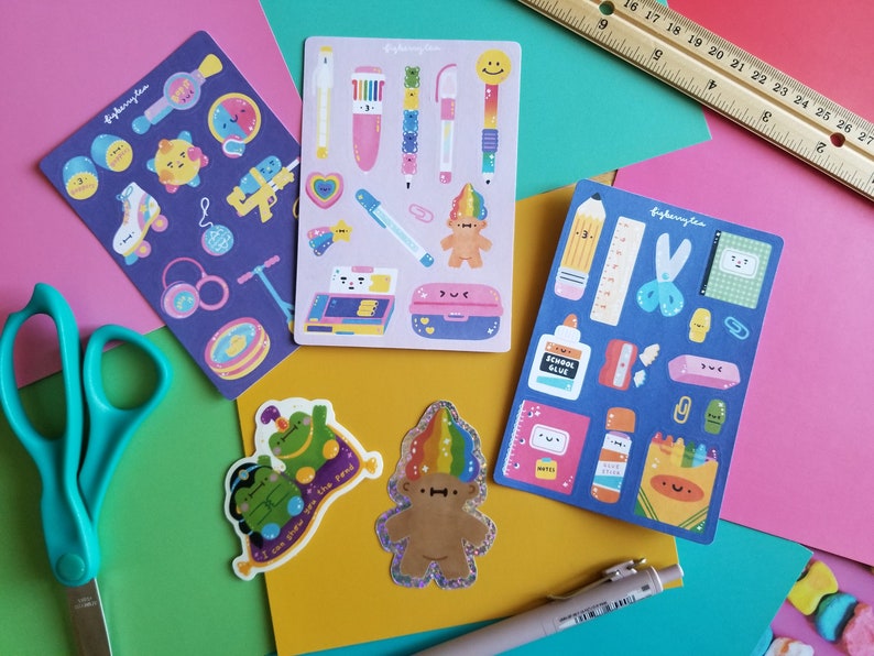 Classic School Supplies Sticker Sheet Kawaii Stickers Cute Stationery Stationery Stickers Cute Journal Stickers Cute Bujo Stickers image 4