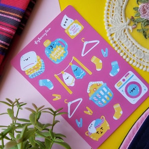 Wäsche Stickerbogen | Alltag Aufkleber - Bujo Aufkleber - Planer Aufkleber - Kawaii Sticker Bogen - Bullet Journal Aufkleber
