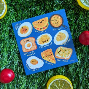 Eggs Art Print | 4in x 4in | Cute Art Print - Kawaii Art Print - Illustrated Art Print - Breakfast - Omelette - Food Art Print