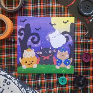 Kostüm Katzen Kunstdruck | Halloween Art Print - Süßer Art Print - Kawaii Art Print - Illustrierter Kunstdruck - Ästhetischer Kunstdruck