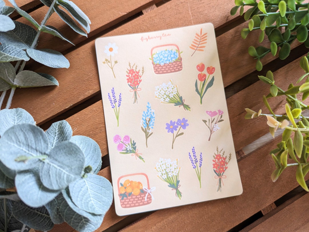 Cottagecore Floral Sticker Sheet | Kawaii Illustrated Planner Stickers ...