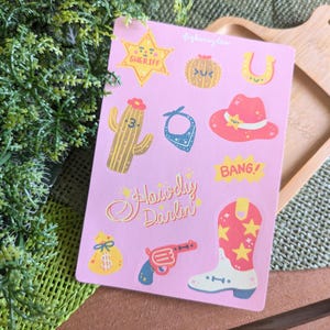 Retro Western Sticker Bogen | Kawaii Aufkleber - Süße Schreibwaren - Wilder Westen Aufkleber - Bujo Aufkleber - Cowboy Boots