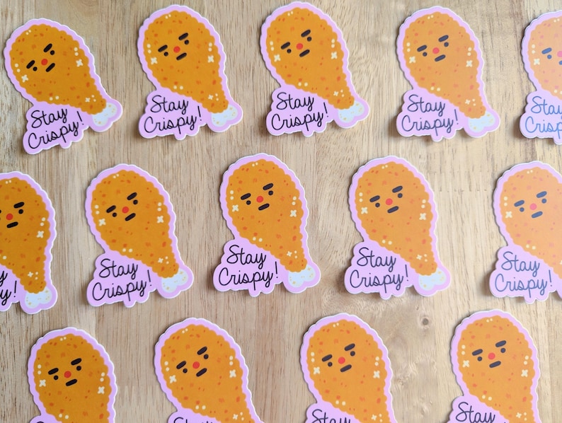 Crispy Fried Chicken Matte Vinyl Sticker | Kawaii Food Waterproof ...