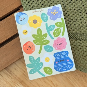 Randloser DIY Blumenstrauß-Aufkleberbogen | Kawaii Aufkleber - Niedliches Briefpapier - Süße Aufkleber - Deko Aufkleber - Blumen Aufkleber