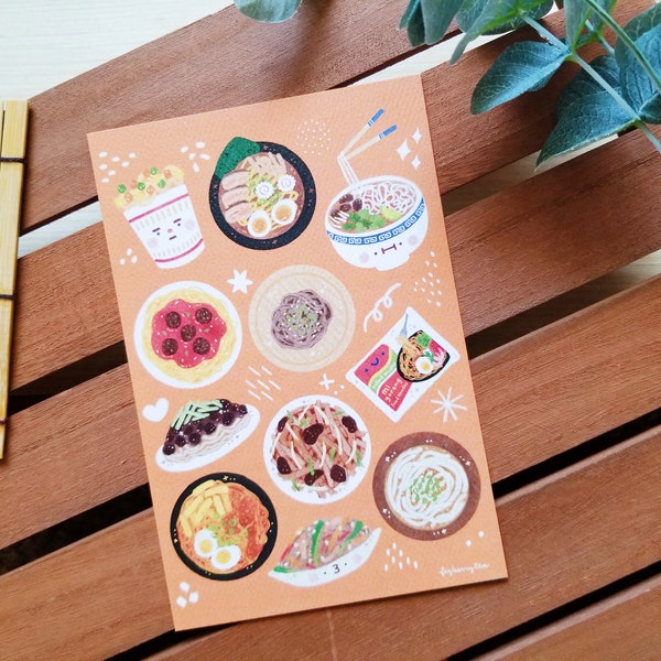Noodles Art Print | Cute Art Print - Kawaii Art Print - Illustrated Art Print - Ramen Art Print - Kawaii Food - Colorful Art Print