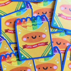 Crayon de couleur mat en vinyle | Sticker vinyle kawaii - Sticker pour ordinateur portable - Sticker créativité - Sticker bouteille d'eau - Sticker mignon - école