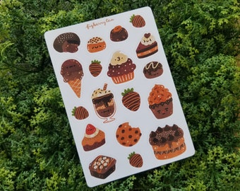 Chocolate Sticker Sheet | Kawaii Chocolate Lovers Illustrated Planner Stickers (3.5x5 in)