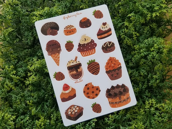 Chocolate Sticker Sheet | Kawaii Chocolate Lovers Illustrated Planner Stickers (3.5x5 in)
