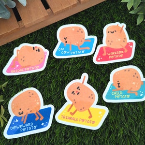 Adesivi in vinile di patate Yoga / Adesivo Kawaii - Adesivo per laptop - Adesivo carino - Cibo Kawaii - Meditazione - Namaste - Cura di sé - Esercizio
