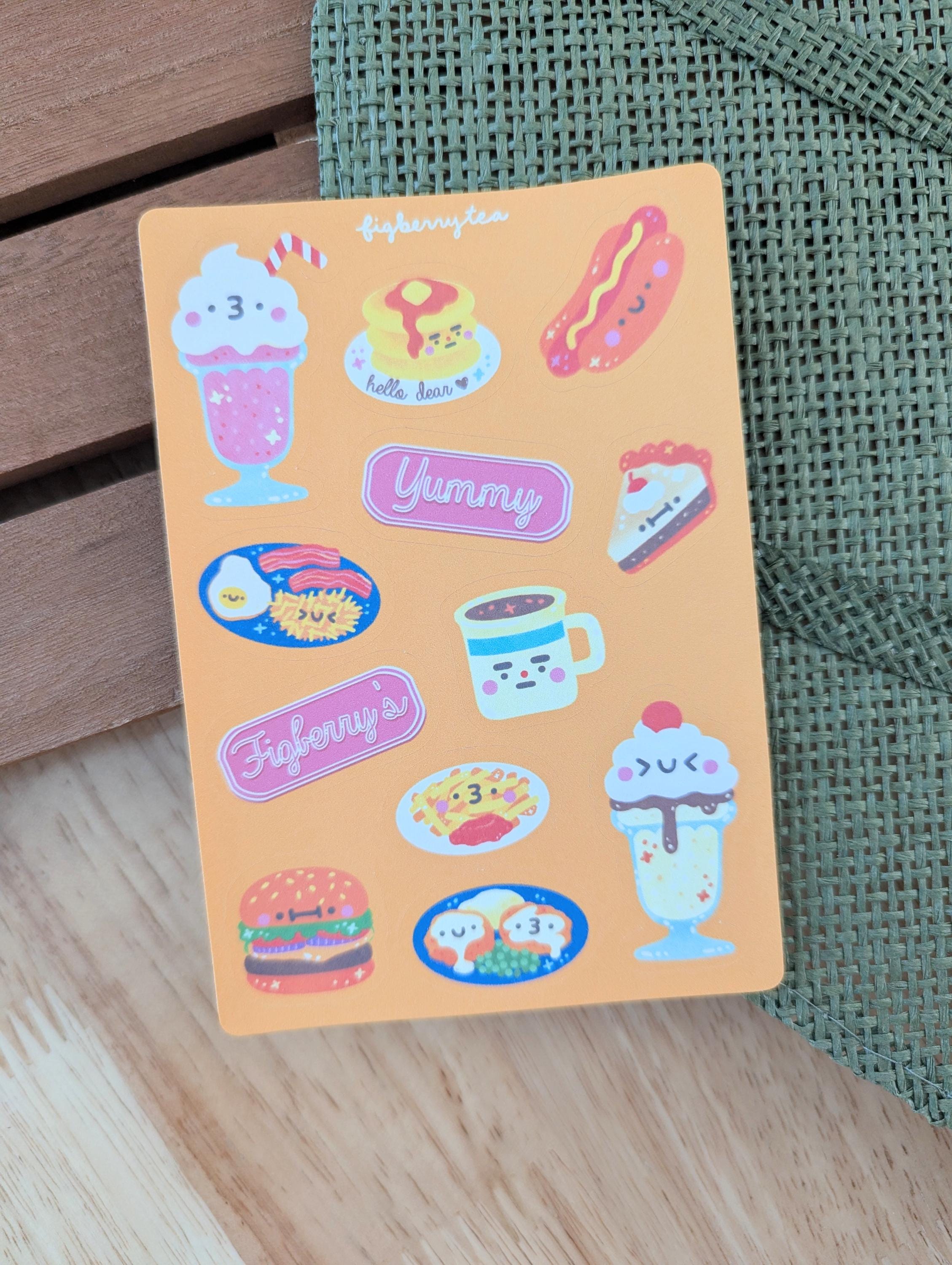 Diner Sticker Sheet | Kawaii Retro Food Illustrated Planner Stickers (3 ...