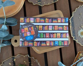 Books Washi Tape | Kawaii Punny Library Illustrated Decorative Planner Tape (15mm x 10m)