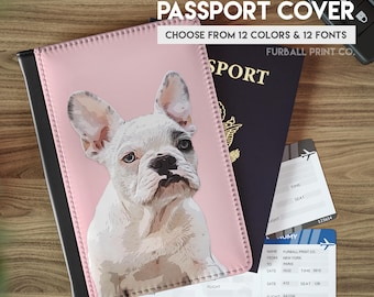 Pet Photo PASSPORT COVER | Custom Dog or Cat Portrait Passport Portfolio | Personalized Passport Wallet Case | Travel ID | Unique Gift