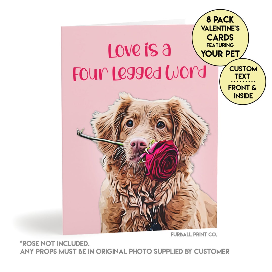 Personalized GREETING CARDS (8 Pack) | Custom Pet Portrait Valentine's ...