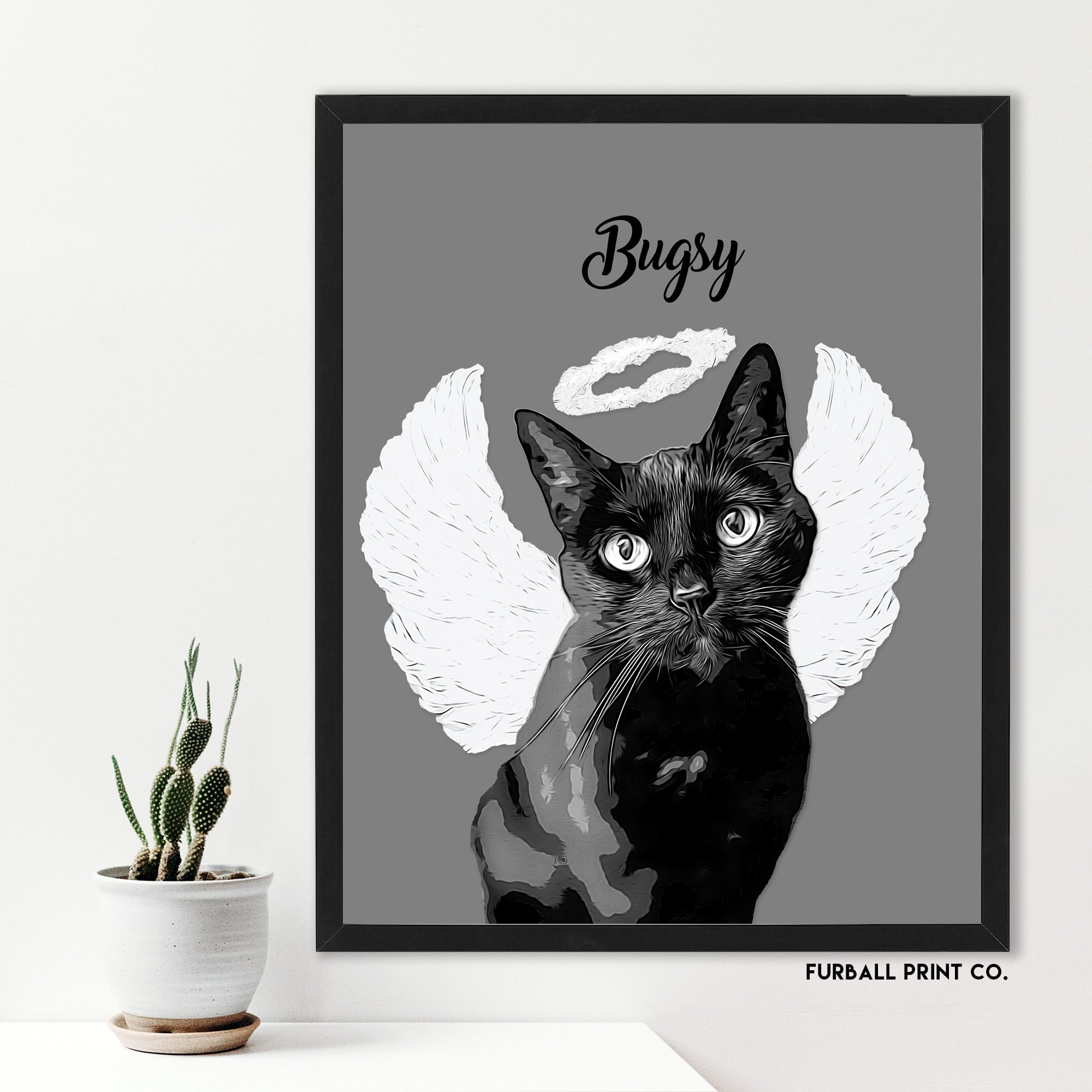Pet Loss Memorial Portrait With Angel Wings + Halo | DIGITAL FILE ...