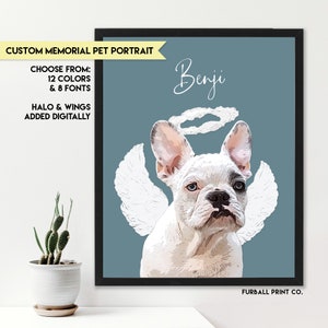 Personalized Memorial Pet Portrait | DIGITAL FILE | Angel Wings & Halo Pet Loss Dog + Cat Painting Printable | Custom Unique Thoughtful Gift