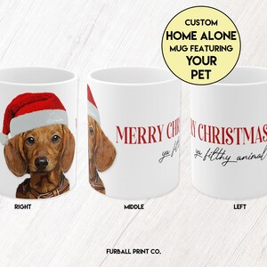 Custom Merry Christmas Ya Filthy Animal Home Alone MUG featuring YOUR PET | Dog + Cat Photo in Santa Hat on Funny Mug | Gift for Men Women
