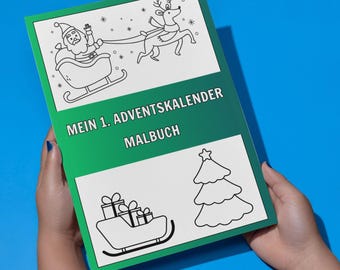 Advent calendar for children to print and color, coloring book Advent calendar, Santa Claus, digital download PDF
