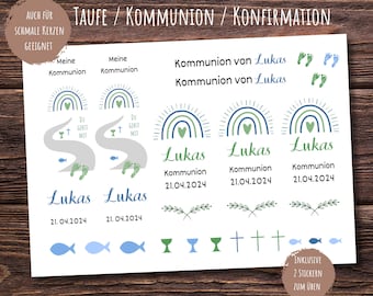 Kerzenfolie Kommunion „Du gehst mit“ für Jungen personalisiert