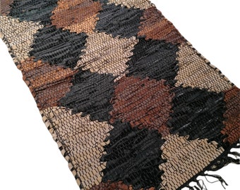 Leather Rug for Fireplace Fireproof Carpet BEIGE&BROWN with Red Diamond Hearth Fire Resistant Mat Rug